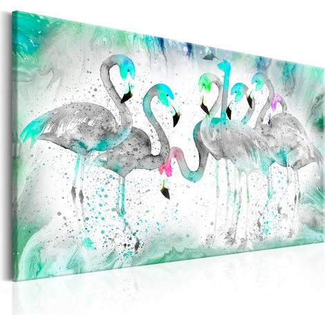 Tableau Imprimé "Turquoise Flamingoes" 60 x 90 cm (1/2)