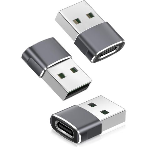 Adaptateur USB vers USB-C [Lot de 3] – Type C Femelle vers USB-A Mâle – Pour iPhone 17/16/15, iPad, iWatch, AirPods (1/5)