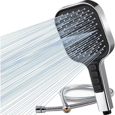 Pommeau de Douche avec Tuyau de 2 M 7 Modes de Pulvérisation Pommeau de Douche à Haute Pression Economie D'eau Avec Bouton D'arrêt une Faible Pression D'eau (1/5)