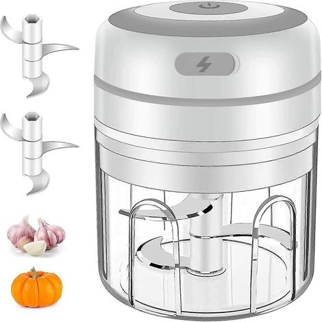 Mini hachoir à ail, robot culinaire électrique, mini robot portable pour hacher oignons, gingembre, légumes, poivrons, viande, aliments pour bébés, facile à nettoyer, W (1/5)