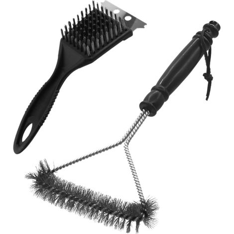 Set mit 2 schwarzen Grillreinigungsbürsten – Grillreinigungswerkzeug – Küchenzubehör (1/5)