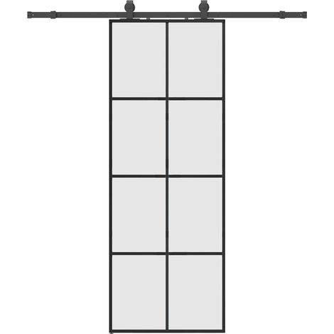 Maison Exclusive - Schiebetür mit Beschlag Schwarz 76x205 cm ESG-