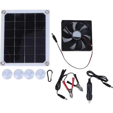Ventilador extractor solar portátil de 10 W para mascotas y carga de 5 V CC (1/5)
