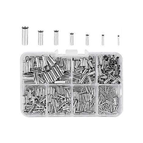 Ecleanfy - 600 cosses de câble non isolées, sections de câble 0,5/0,75/1,0/1,5/2,5/4,0/6,0 mm², connecteurs, manchons d'extrémité, sertissage de câble, boîte en plastique (1/5)