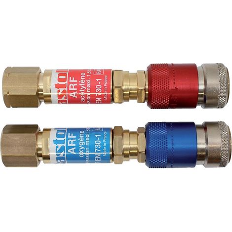 Raccords à clapet antiretour pour protection des bouteilles acéthylène/oxygène jeu de 2 - CASTOLIN