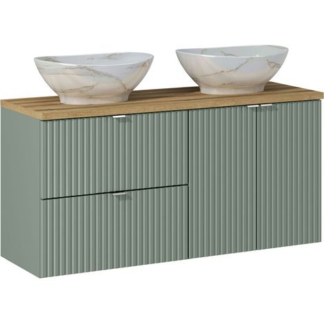Doppelwaschtisch 120cm in grün und Eiche NEWPORT-56-GREEN (1/5)