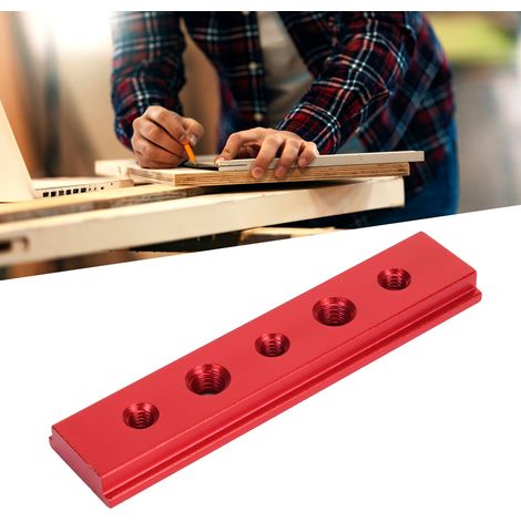 Rail de guidage de 100 mm pour le travail du bois, avec trous, en alliage d'aluminium, pour scie circulaire sur table, scie électrique, établi, modification DIY, rouge (1/5)