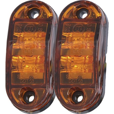 Balise latérale 10-30V 2LED haute luminosité, feu clignotant pour voitures, camions, remorques, camping-cars - Jaune (1/5)