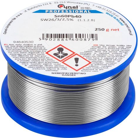 Alambre de soldar cynel sn60pb40 0,9mm 250g