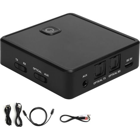 Adattatore Bluetooth 5.0 Trasmettitore/ricevitore wireless per auto, PC, TV – Jack audio da 3,5 mm, trasmissione bidirezionale