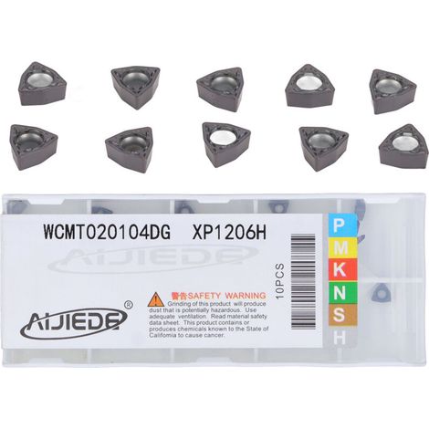 10 Pièces Inserts Carbure Tournage CNC WCMT020104DG pour Outils à Porte-Insert Indexable