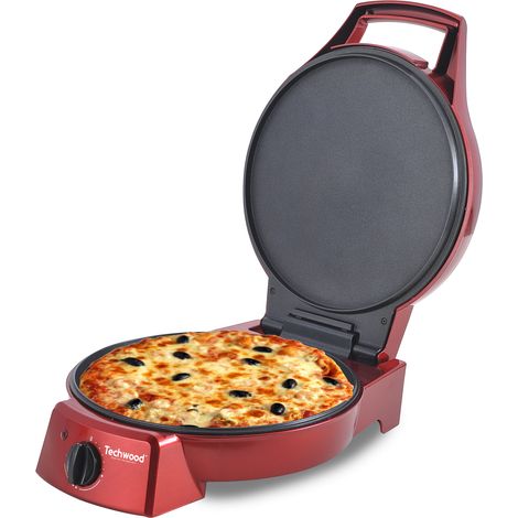 Four à pizza électronique 1800W avec grill plancha – Revêtement pierre antiadhésif – Ouverture 180° – Diamètre 30cm – Techwood