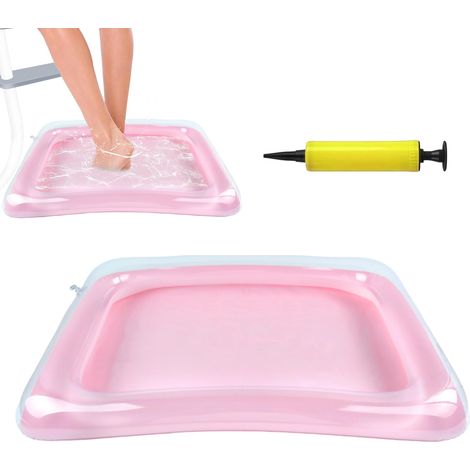 Bain de Pieds Gonflable, Bassin Pied Piscine, Pediluve Gonflable, Bassin Pédiluve pour Piscine, Baignoire à Pieds Portable avec Pompe à Air pour Échelle d'entrée de Piscine, Camping, Plage (1/5)