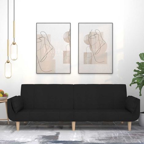 Teenpull – Schlafsofa 2-Sitzer mit 2 Kissen Schwarz Stoff (1/5)