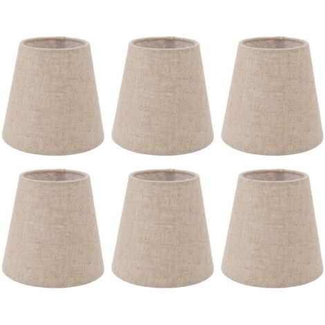 Lot de 6 abat-jours en lin pour ampoules E14 – Diamètre 14cm – Hauteur 13cm – Installation facile sur lampes et lustres (1/5)