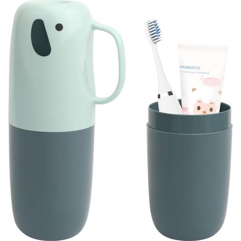 Portacepillos de dientes infantil con forma de elefante azul, antibacteriano, ideal para el colegio, la familia, acampar o viajar.