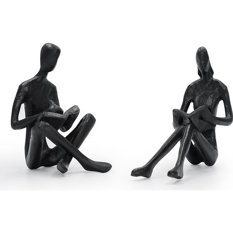 Statuette Couple en Fer avec Serre-Livres Décoratif, Cadeau 6e Anniversaire Mariage, Décoration Maison/Bureau, Couple Lisent (1/5)