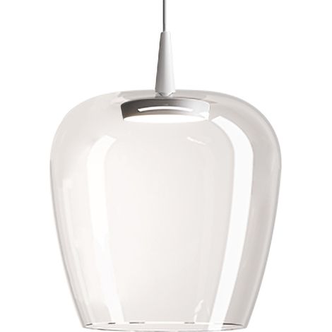 Zafferano Suspension Bilia 230V Led 8W Diamètre 27Cm En Verre Borosilicate Soufflé À La Bouche Couleur Blanc Transparent Design En Cloche (1/4)