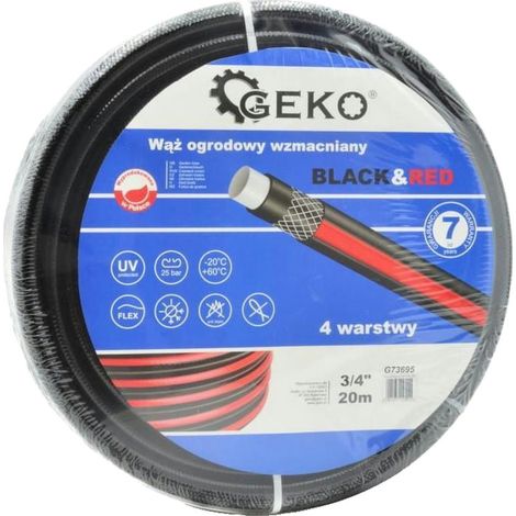 Verstärkter Gartenschlauch schwarz & ROT 3/4" 50 m (45)