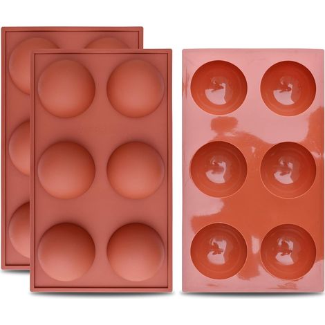 Silikon-Backform - JINFGERNE - Set mit 2 Halbkugelformen (6 Mulden) - 29 x 17 x 3,5 cm - Perfekt für Kuchen und Pralinen