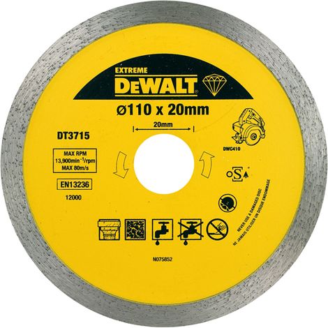 DeWALT - Disco da taglio diamantato per marmo, porcellana e granito 110x20 mm DT3715