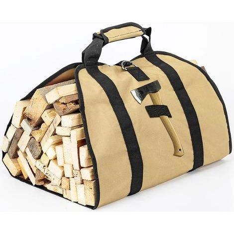 Sac de Transport pour Bois de Chauffage, Sac pour Bois de Cheminée, Toile Sac à Bûche, Sac Transport Résistant à Eau, Accessoires de Cheminée Pliables, Idéal pour Poêles, Camping, Pla (1/5)