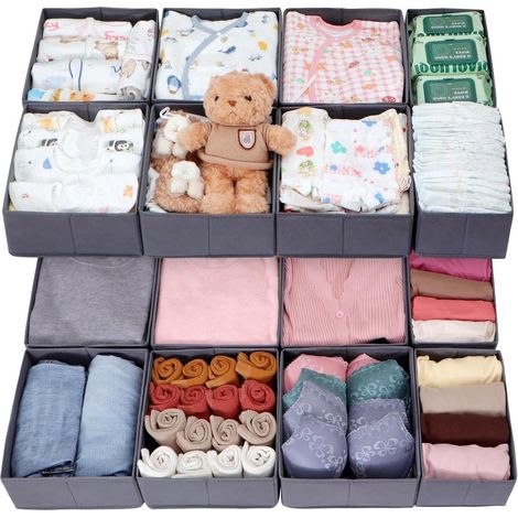 Schubladen Organizer Stoffboxen 16er Set Grau für Pax Schrank 100x58 (1/5)