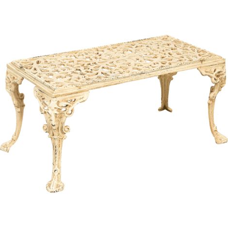 Mesa de centro de hierro fundido con acabado antiguo