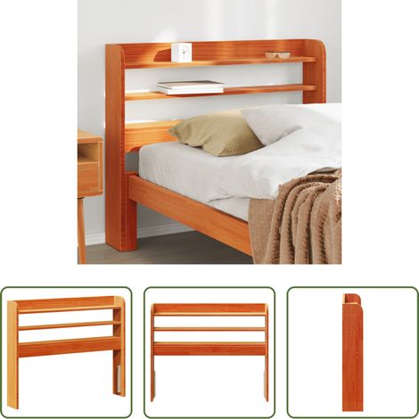 vidaXL Cabecero de cama con estantes madera maciza pino marrón 100 cm (1/5)