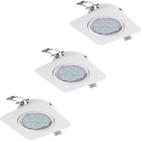 3er Set LED Einbauspots Deckenleuchte Einbaustrahler Spotleuchte verstellbar, Metall weiß, 5W 400lm 3000K warmweiß, B 8,5 cm