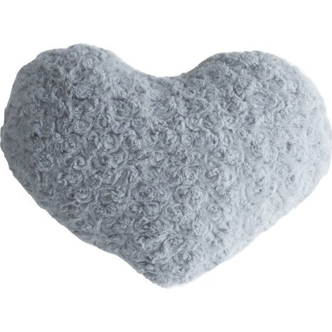 Cojín corazón - rizado - gris - 28x36 cm - Atmosphera créateur d'intérieur