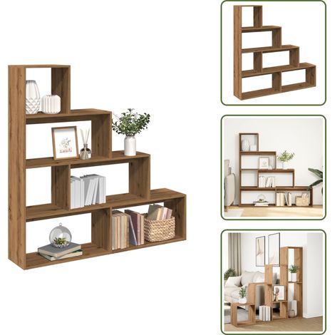 Raumteiler-Bücherregal 4 Stufen Artisan-Eiche 143,5x29x143,5 cm - Raumteiler - Raumtrenner - Bücherregal - Raumteiler Bücherregal (1/5)