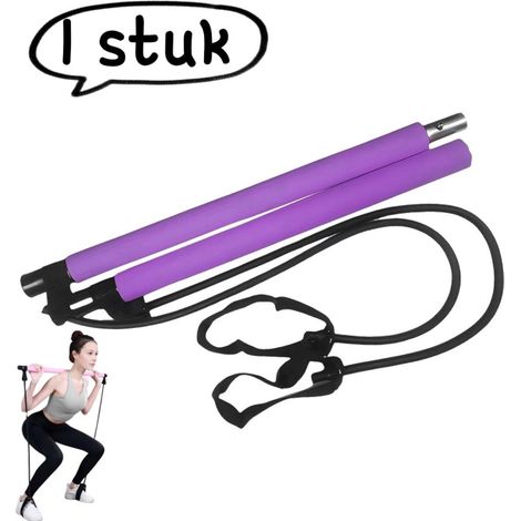 Barre de Pilates multifonctionnelle avec bande de résistance élastique pour fitness yoga Pilates et exercices des fessiers à domicile violet (1/5)