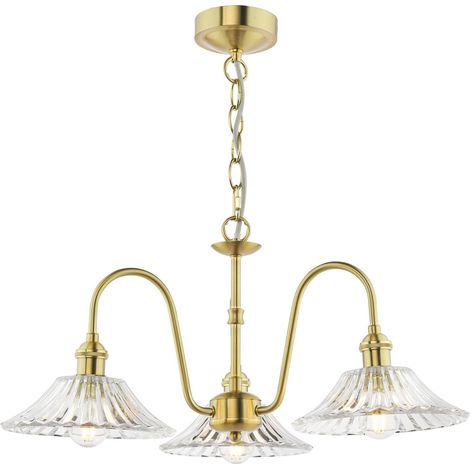 Dar Hadano Suspension Hadano à 3 lumières en laiton naturel et verre (1/5)