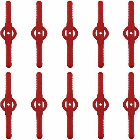 Kantenschneiderklinge aus Kunststoff, 10 Stück Ersatz-Schneidklingen aus Kunststoff für Akku-Rasentrimmer-Werkzeugset, Ersatz-Schneidklingen aus Kunststoff für Rasenmäher (Rot) (1/4)