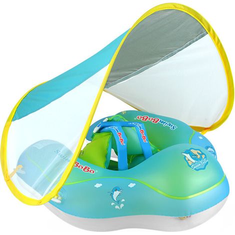 Bouée gonflable pour bébé, bouée enfant avec pare-soleil pliable, bouée d'été avec pare-soleil pour piscine, taille S (1/5)