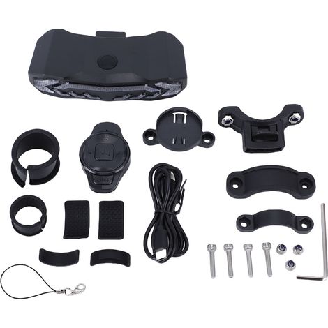 Fanale posteriore per bicicletta 5 in 1 con indicatori di direzione, rilevamento della frenata, impermeabile, ricaricabile e allarme antifurto. (1/4)