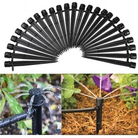 50 pcs 360 degrés Irrigation Goutte à Goutte Kits Arrosage Micro Arroseur, 13cm Noir réglable Goutte à Goutte émetteurs Micro Flow System Self Plant Jardin arrosage Kits d'arrosage (1/5)