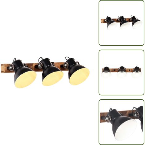 Lámpara negra - vidaXL Lámpara de pared industrial negra 65x25 cm E27 - Lámpara con madera