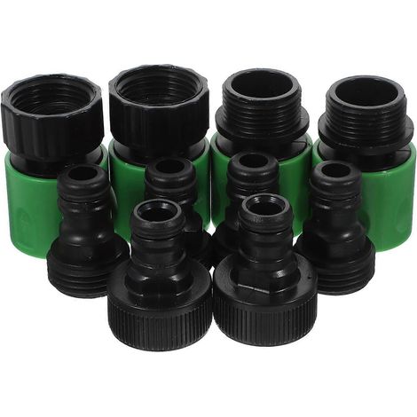 Lot de 10 raccords rapides pour tuyau d'arrosage 3/4 pouce, adaptateurs pour robinet de jardin, pour usage intérieur et extérieur (noir et vert)