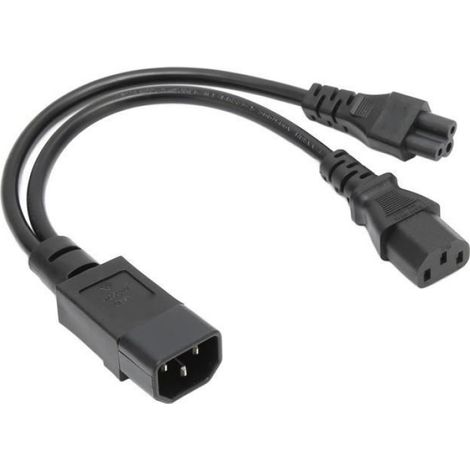 1 Cordon d'alimentation, Connecteur IEC 320 C14 mâle, Répartiteur Y C13 et C5 femelle, 10A 250V, Pour ordinateur (1/4)