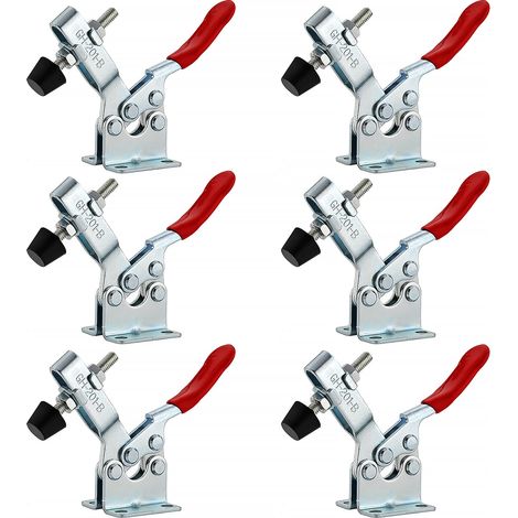 6 Pcs GH-201B Pince à Bascule Horizontale, Sauterelle de Serrage, Serre Joint Desserrage Rapide Capacité Déblocage Rapide Tendeurs de Levier de Genoux pour Machines, Menuiserie 90KG 198lbs (1/5)