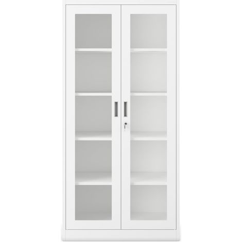 Armoire de Bureau Métallique Vitrée Verrouillable 185x90x40 cm (1/5)