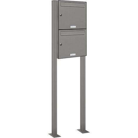 2er Premium Standbriefkasten RAL 9007 freistehend Postkasten Ständer 1x2 (1/5)