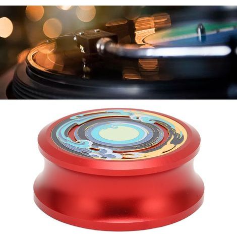 Stabilisateur de disque vinyle professionnel avec poids et semelle en silicone anti-vibration rouge pour platines (1/5)