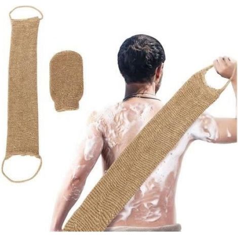 Gant Exfoliant - Harnais Lavage Dos - En Jute Naturel - Pour Corps et Visage - 2 Pièces