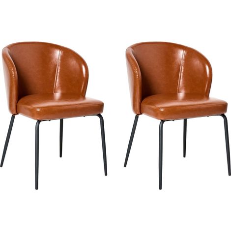Set di 2 Sedie da Pranzo Rivestimento in Similpelle marrone dorato Zana