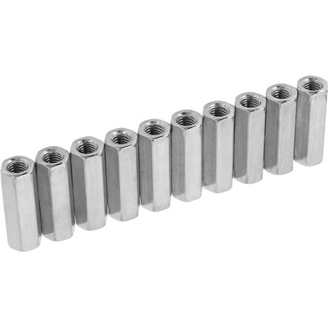 10 Écrous d'Accouplement Hexagonaux Longs en Acier Inoxydable 304 Antirouille pour Assemblages Mécaniques (1/5)