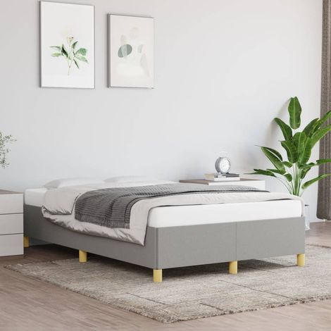 Cadre de lit 120 x 200 cm avec sommier à lattes, tissu gris clair, sans matelas, 22kg - PANGIVO (1/5)