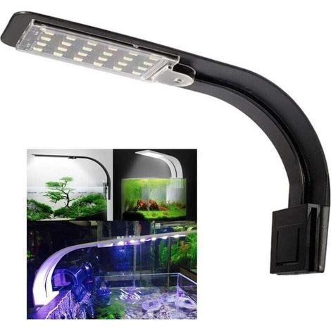 Lampe LED Aquarium Nano à Clip Éclairage Blanc et Bleu pour Plantes et Poissons 23-50 cm (1/4)